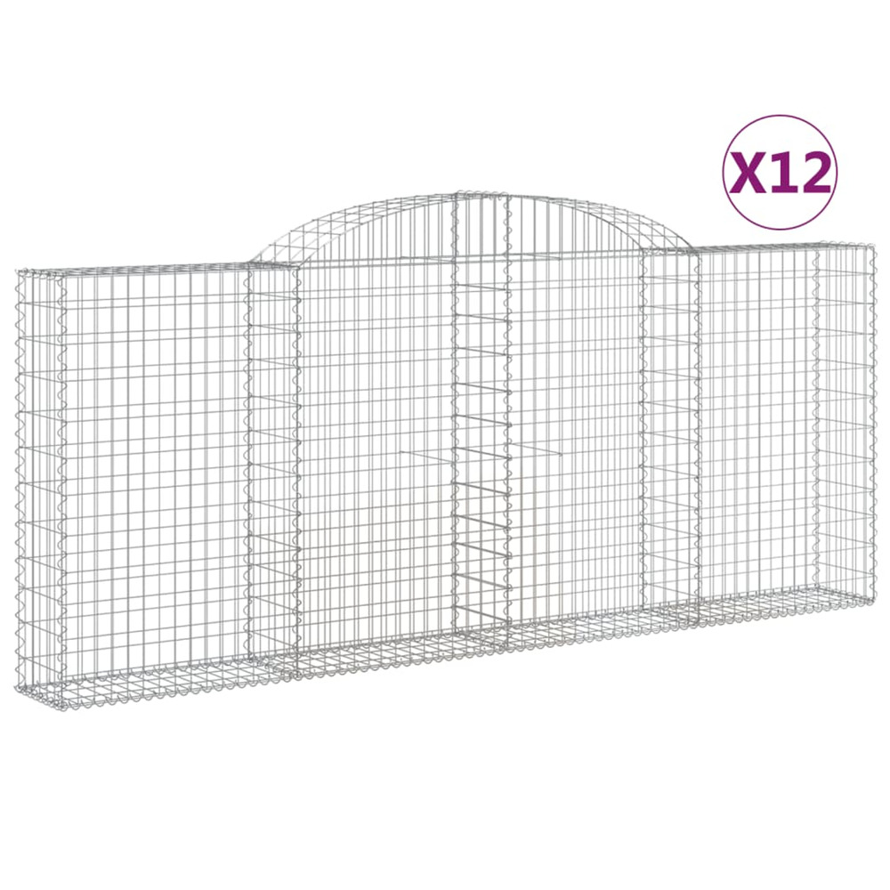 Paniers à gabions arqués 12 pcs 300x30x120/140 cm fer galvanisé