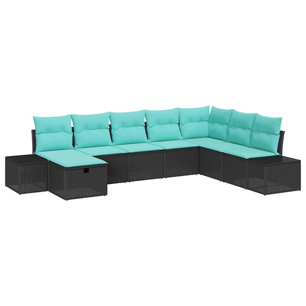 Ensemble de canapé de jardin 8 pc noir polyrotin