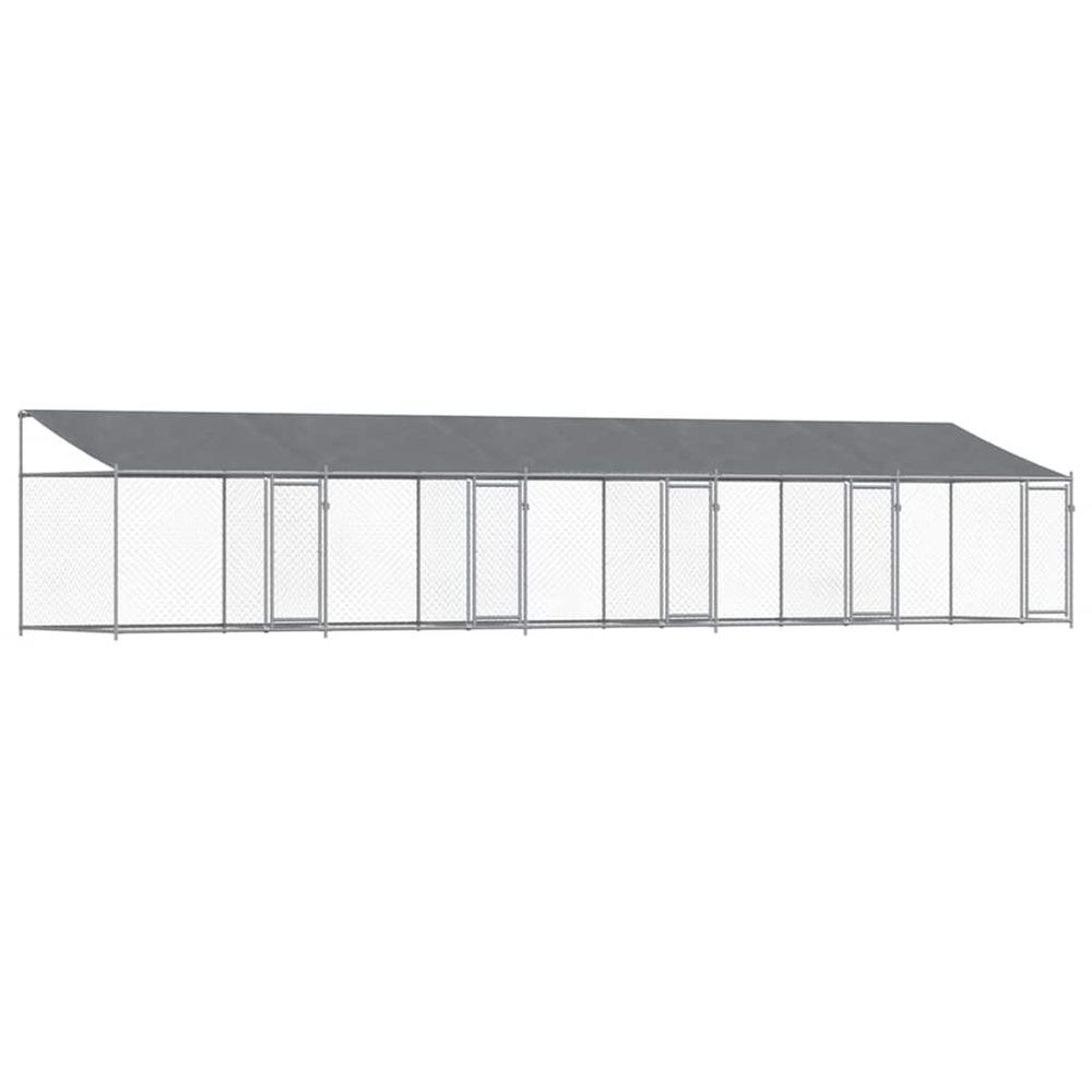 Cage pour chien avec toit/portes gris 10x2x2 m acier galvanisé