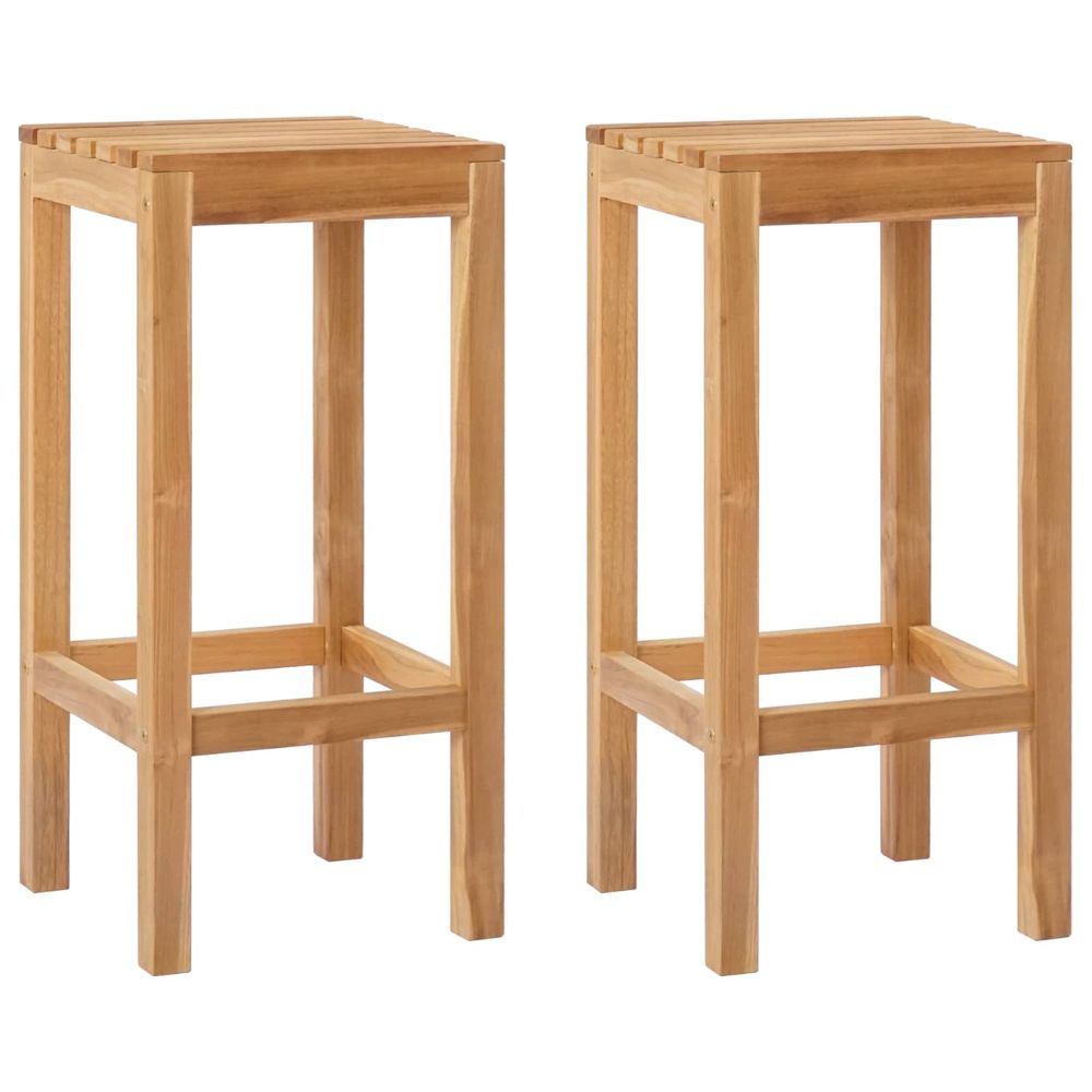 Tabouret de bar 2 pc naturel bois de teck massif