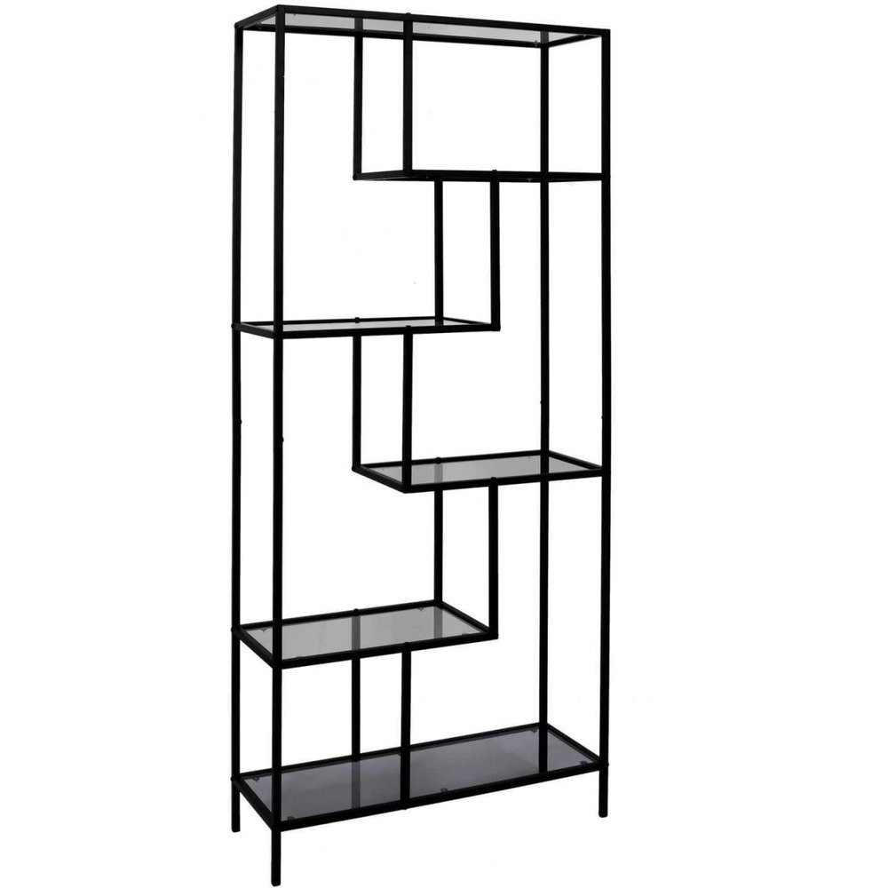 Etagère en métal et verre fumé edison 80 x 30 x 180 cm