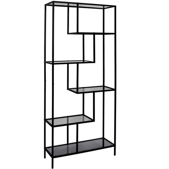 Etagère en métal et verre fumé edison 80 x 30 x 180 cm