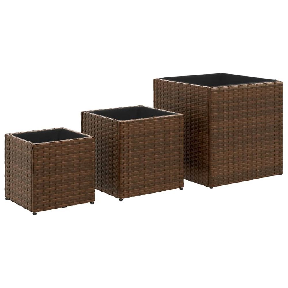 Jardinière d'extérieurs d'extérieur 3 pcs marron résine tressée