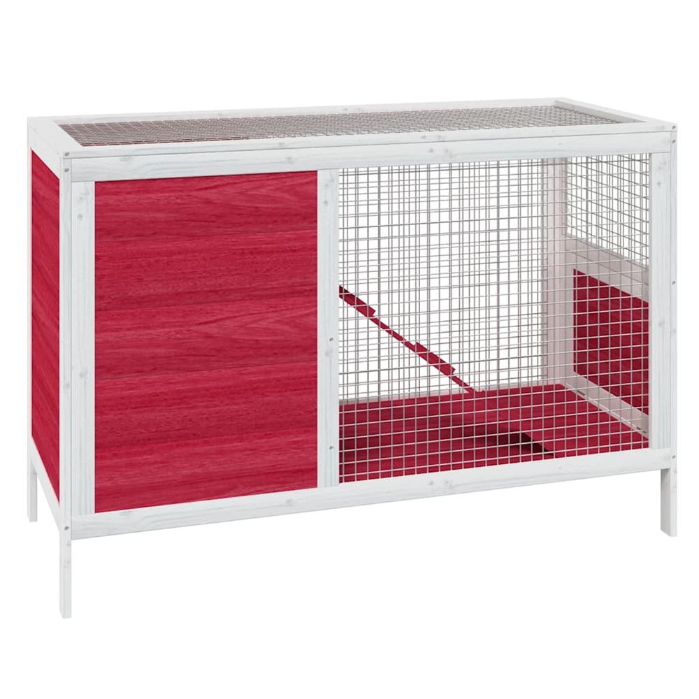 Clapier rouge 103x44x69,5 cm bois de pin massif