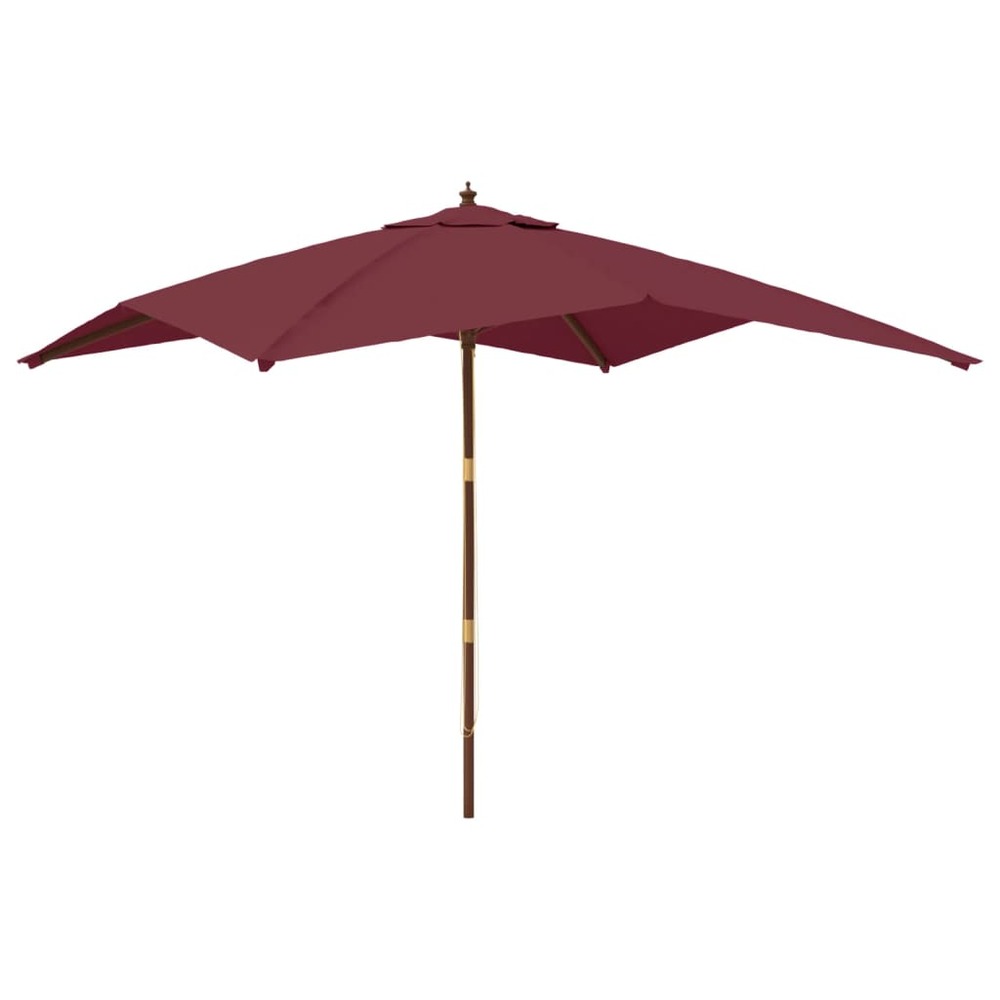 Parasol de jardin avec mât en bois 300 x 300 x 273 cm rouge bordeaux