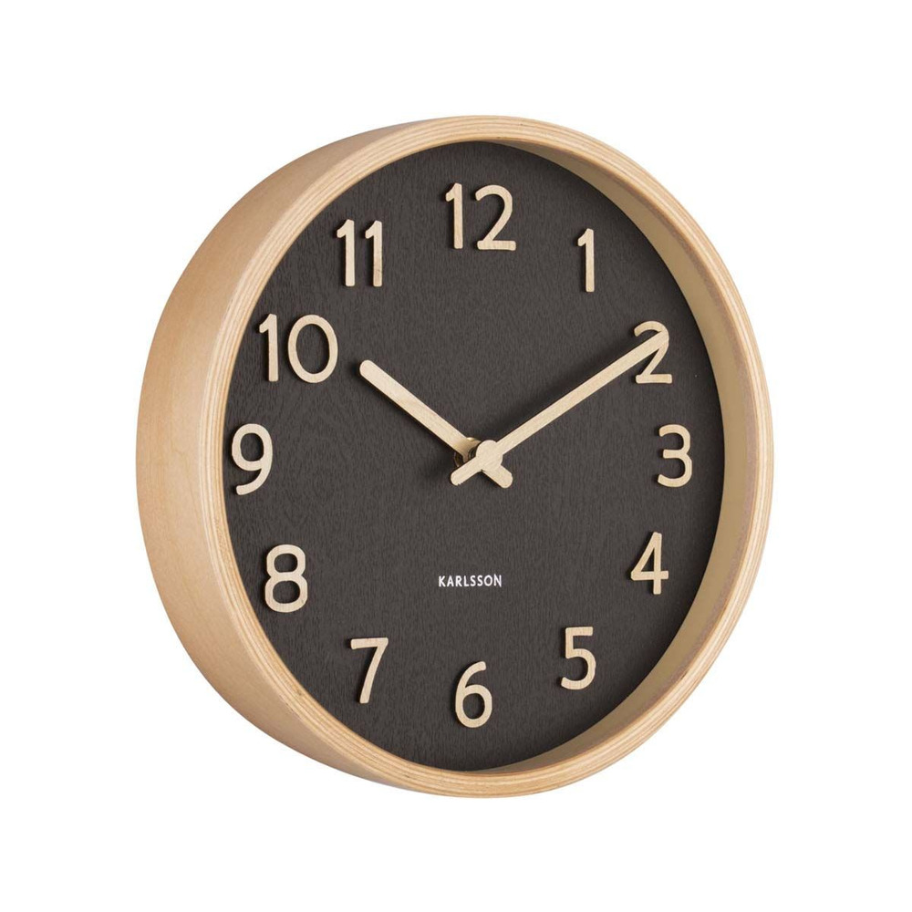 Horloge ronde en bois pure 22 cm noir