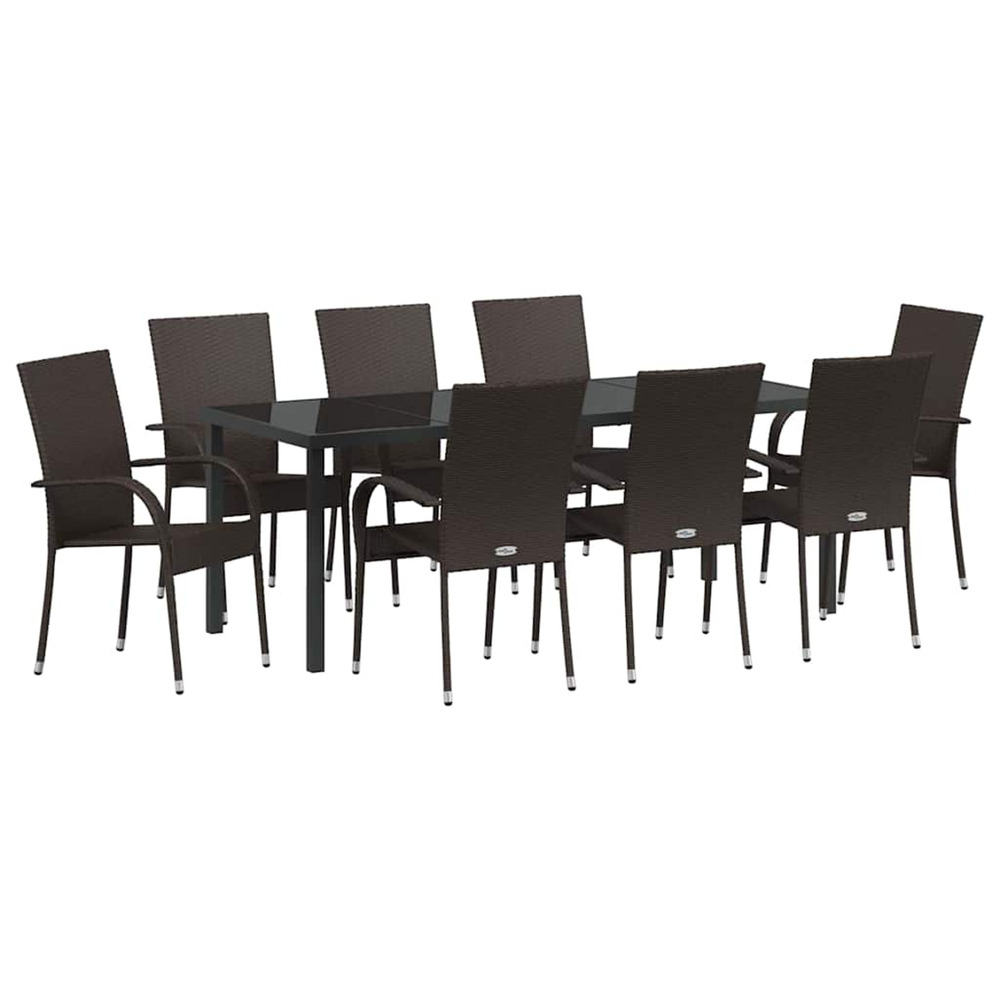 Ensemble de salle à manger pour jardin 5 pcs marron