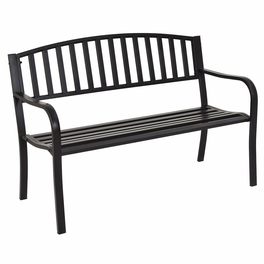 Banc de jardin 3 personnes extérieur en acier 127 x 60 x 87 cm noir