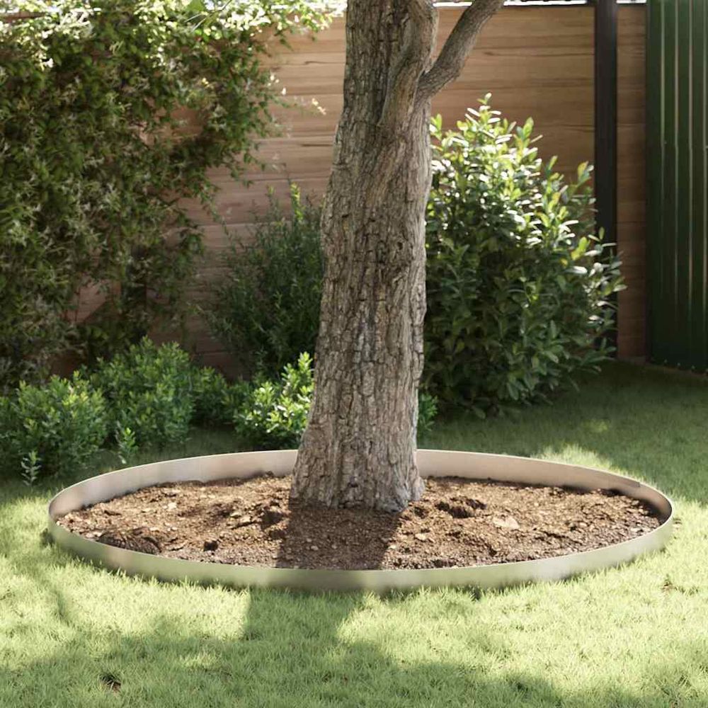 Lot 4 bordures pelouse acier inoxydable jardin délimitation esthétique 450x15cm argent