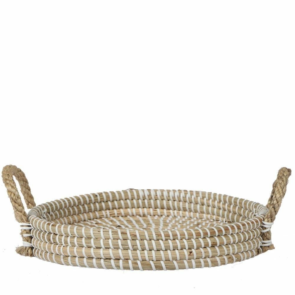 Plateau tressé blanc - accessoire déco