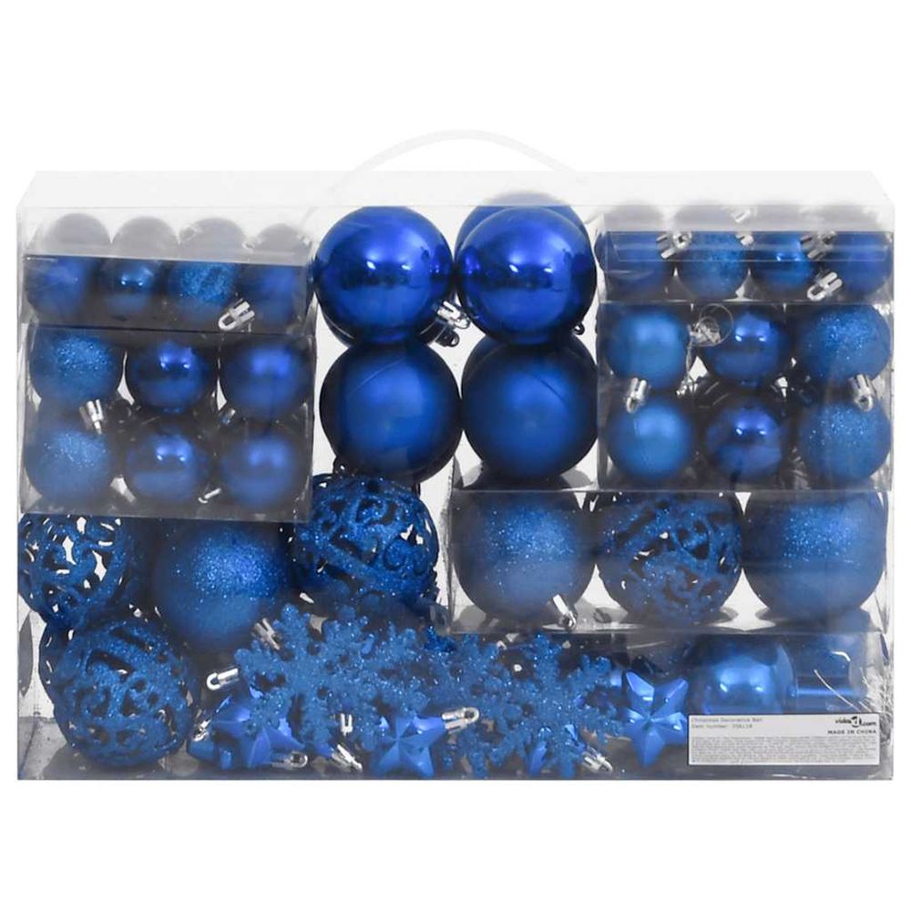 Ensemble de boules de noël 111 pièces bleu polystyrène