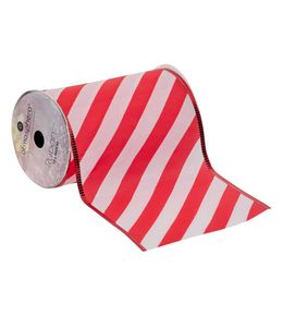 Ruban rayé 12cmx5 m rouge et blanc