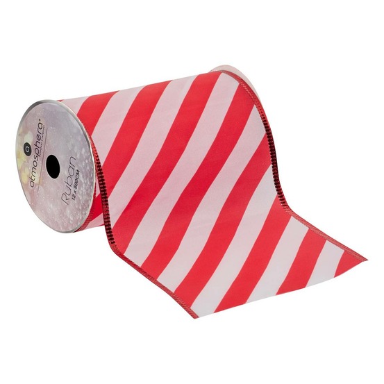 Ruban rayé 12cmx5 m rouge et blanc