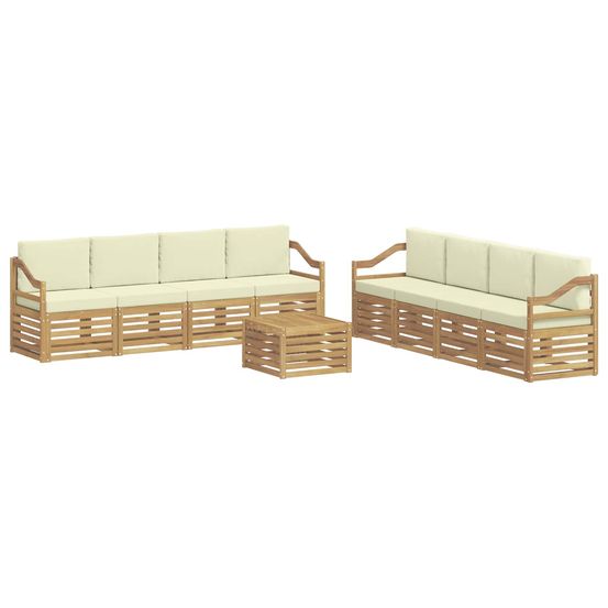 Ensemble de canapés d'extérieur 9 pc blanc et crème polyester
