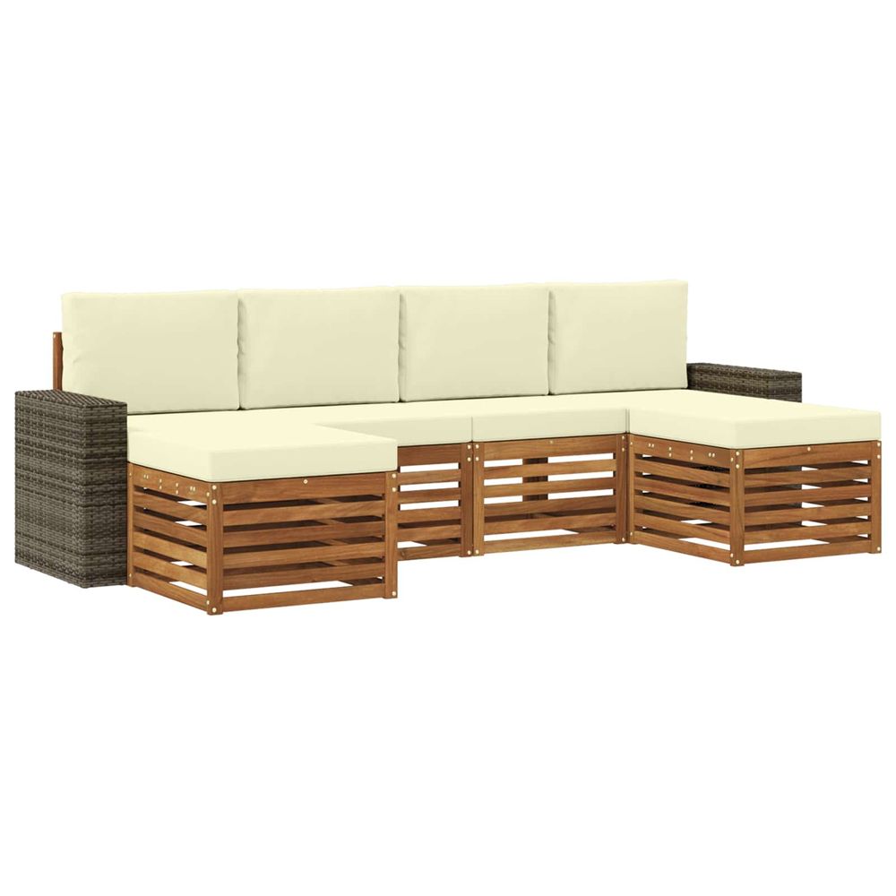 Ensemble de canapés d'extérieur 6 pc naturel et crème