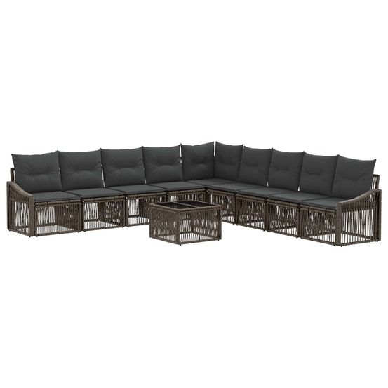 Ensemble de canapé de jardin 10 pc gris polyrotin