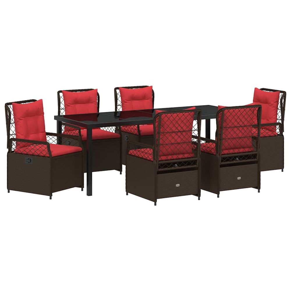 Ensemble de salle à manger pour jardin 7 pc marron polyrotin