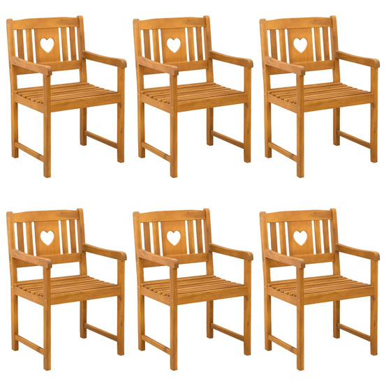 Chaises de jardin 6 pcs naturel bois d'acacia massif