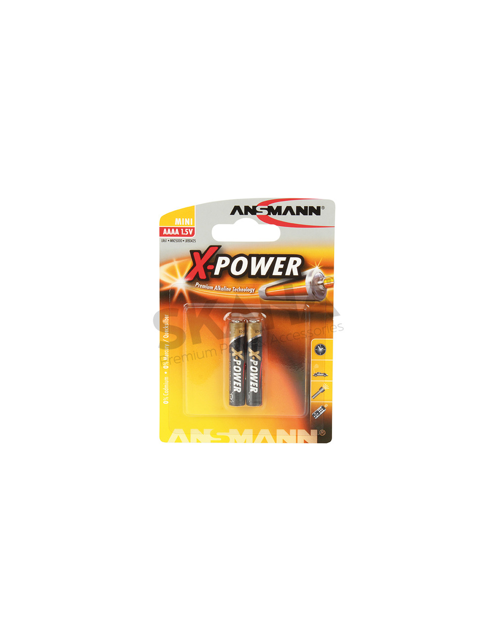 Lot de 2 piles alkalines 1,5 v micro aaaa / lr08 x-power.