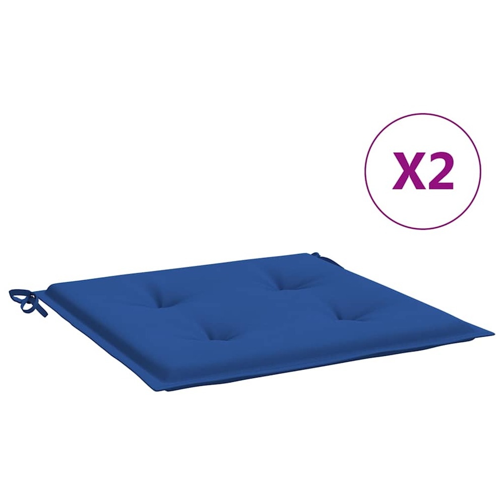 Coussins de chaise de jardin lot de 2 bleu royal 40x40x4 cm