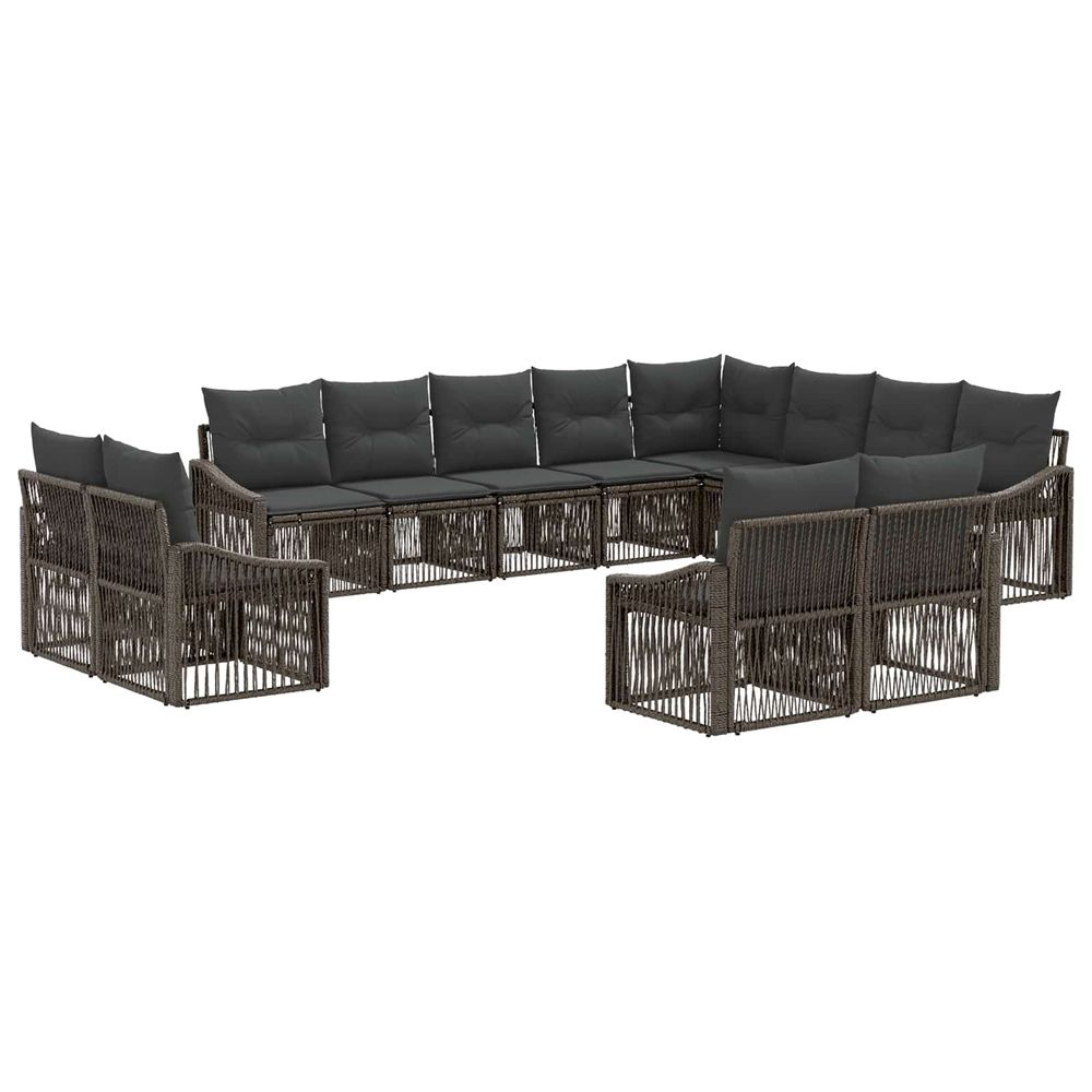 Ensemble de canapé de jardin 12 pc gris polyrotin