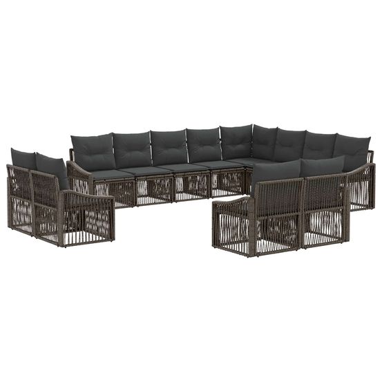 Ensemble de canapé de jardin 12 pc gris polyrotin