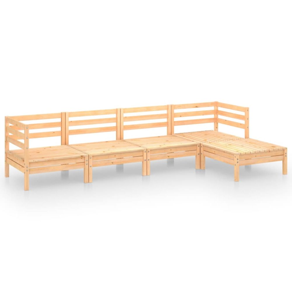 Salon de jardin 5 pcs bois de pin massif