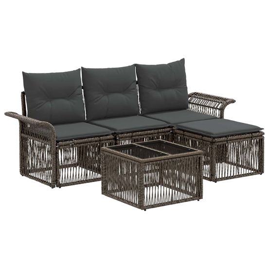 Ensemble de canapé de jardin 5 pc gris polyrotin