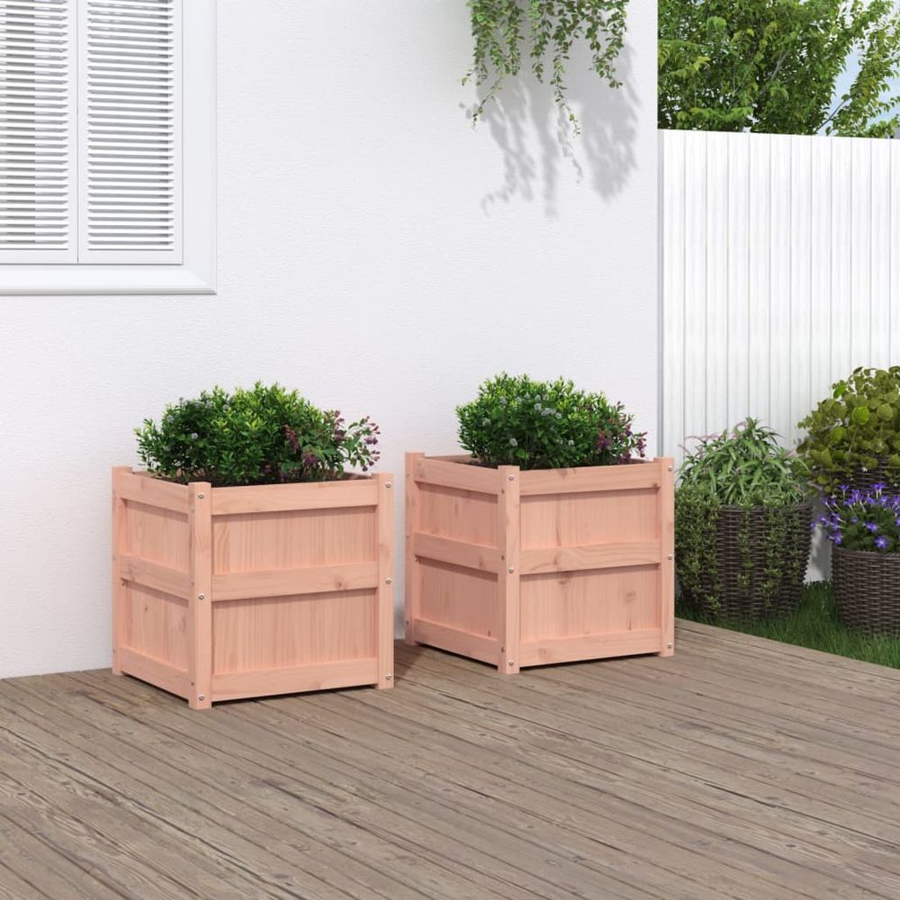 Lot de 2 jardinières carrées bois de douglas massif jardin potager 50cm