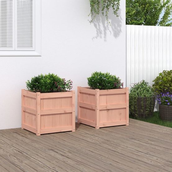 Lot de 2 jardinières carrées bois de douglas massif jardin potager 50cm