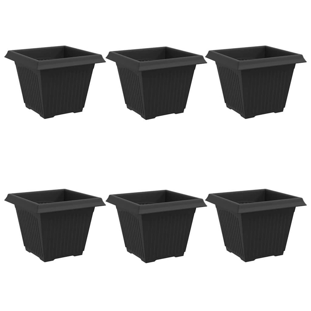 Pot de fleurs carré 6 pcs noir 38 x 38 x 30 cm plastique