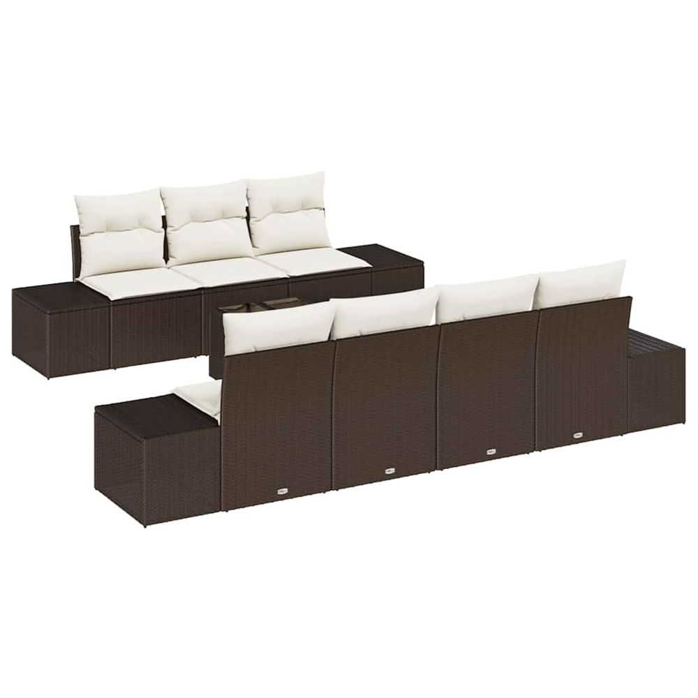 Ensemble de canapé de jardin 8 pc marron polyrotin