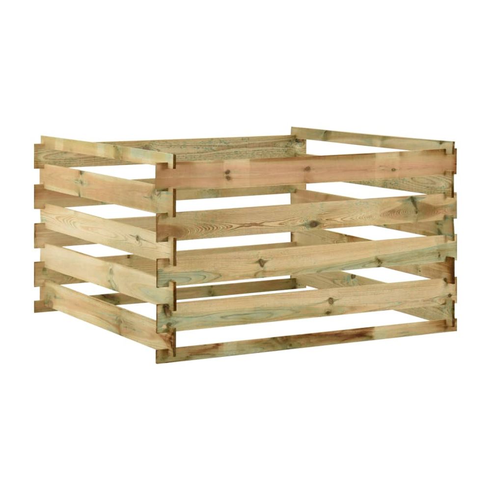 Composteur de jardin à lattes 120x120x70cm bois de pin imprégné