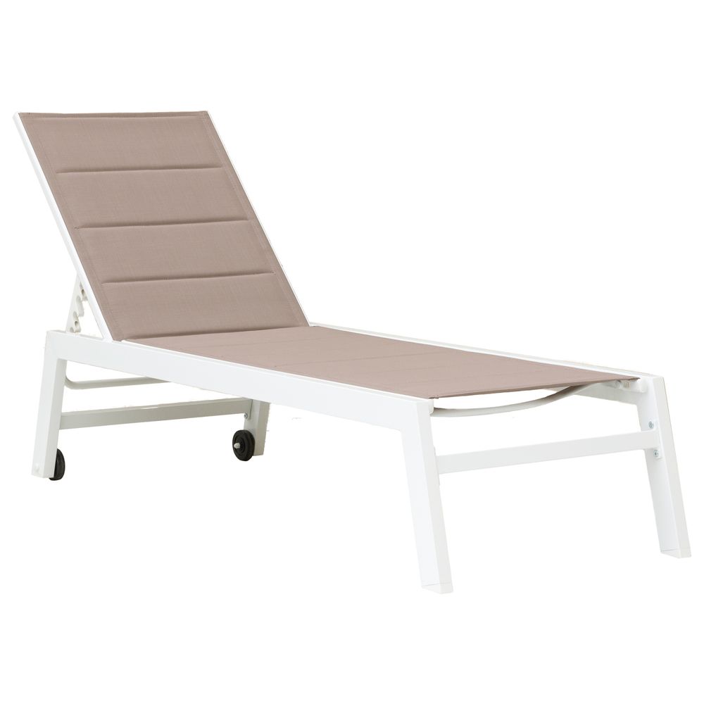 Bain de soleil barbados en textilène taupe - aluminium blanc