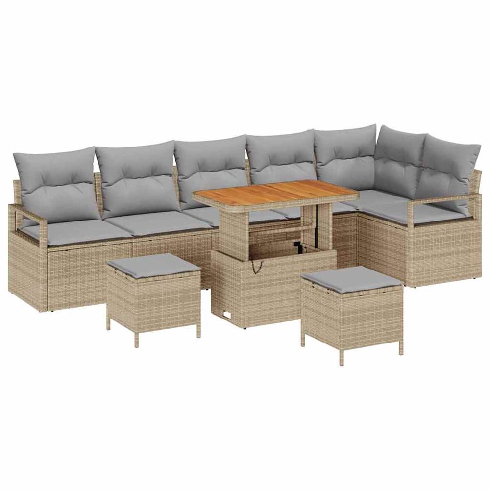 Ensemble de canapé de jardin 9 pc beige poly rotin