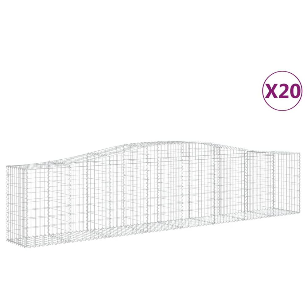 Paniers à gabions arqués 20 pcs 400x50x80/100 cm fer galvanisé