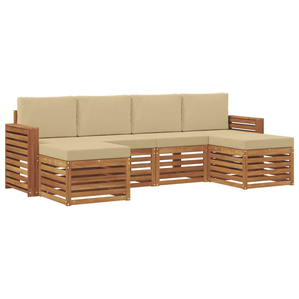 Ensemble de canapés d'extérieur 6 pc naturel et beige