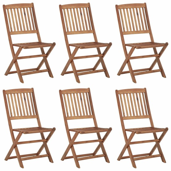 Chaises pliables de jardin lot de 6 avec coussins bois d'acacia