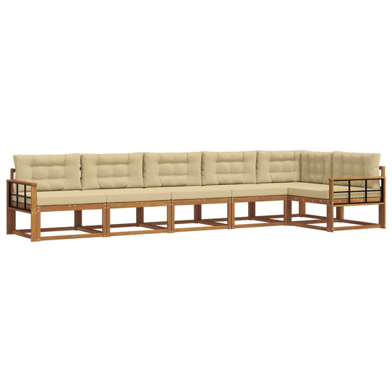 Ensemble de canapés d'extérieur 6 pcs naturel et beige