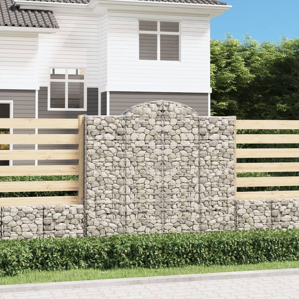 Panier gabion arqué fer galvanisé brise-vue jardin aménagement paysager 200x200cm