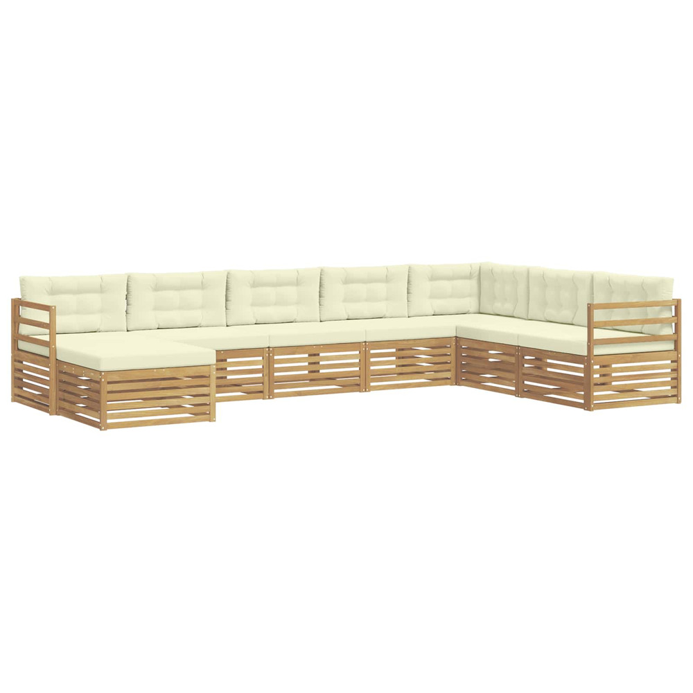 Ensemble de canapés d'extérieur 8 pcs blanc et crème polyester