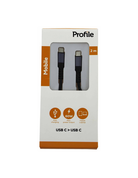 Câble usb-c vers usb-c 60w 2 m - profile