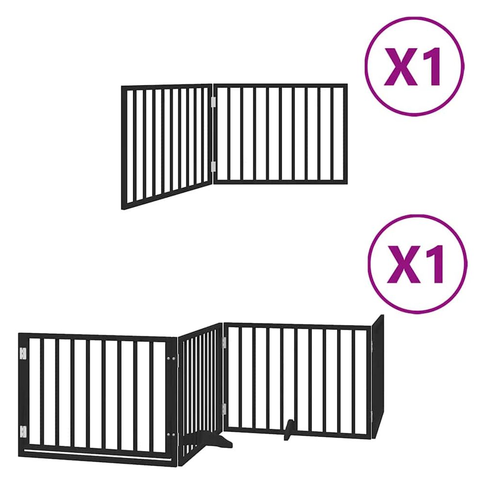 Barrière pour chien porte pliable 6 panneaux noir bois peuplier
