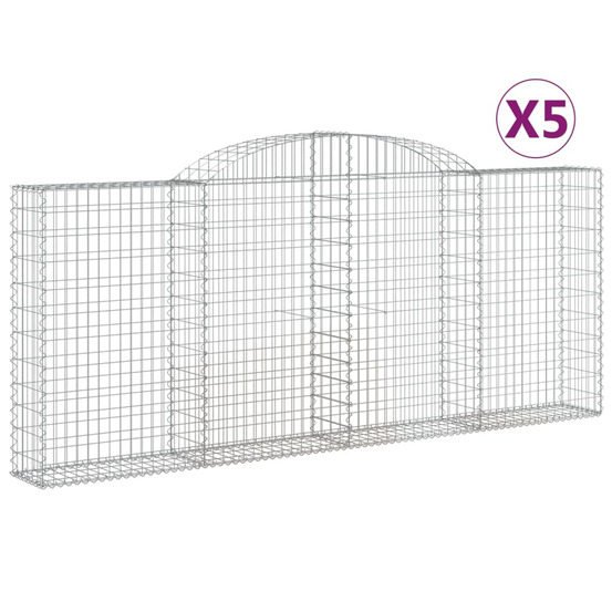 Paniers à gabions arqués 5 pcs 300x30x120/140 cm fer galvanisé