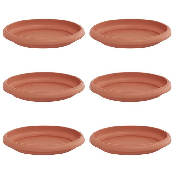 Plateau à fleurs rond 6 pc rouge brique ø 14 x 2 cm plastique