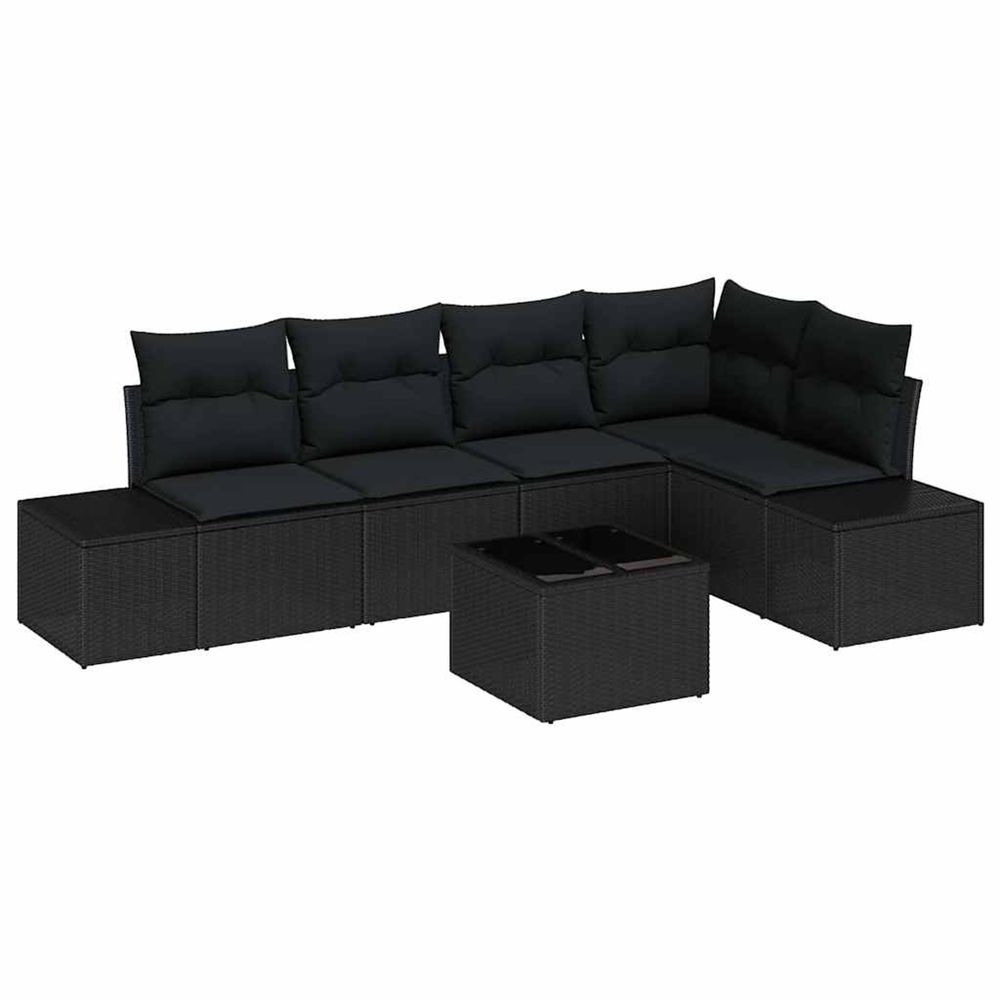 Ensemble de canapé de jardin 6 pc noir polyrotin