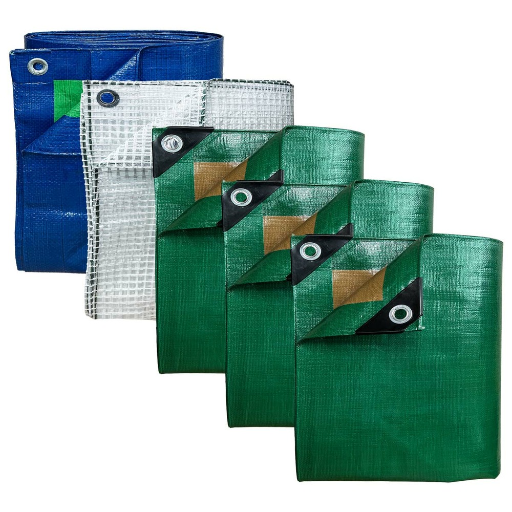 Pack 5 bâches imperméables tecplast - 2x3m(x2) + 3x5m(x1) / 4x6m(x1) / 6x10m(x1)