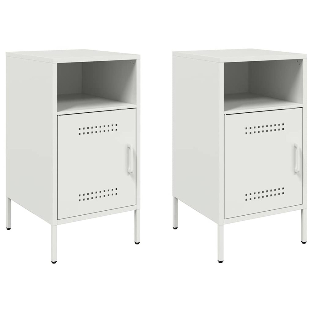 Tables de chevet 2 pcs blanc 36x39x68 cm acier