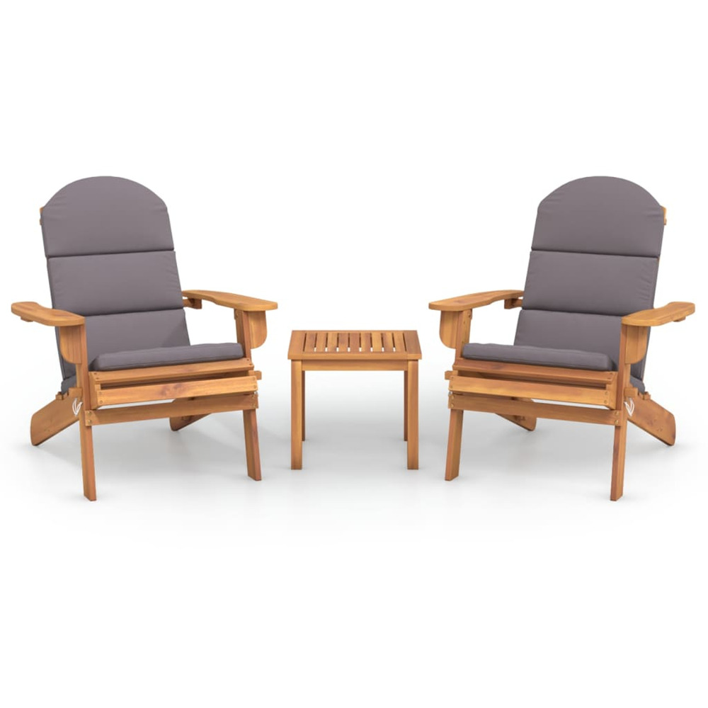 Ensemble de salon de jardin adirondack 3 pcs bois acacia solide