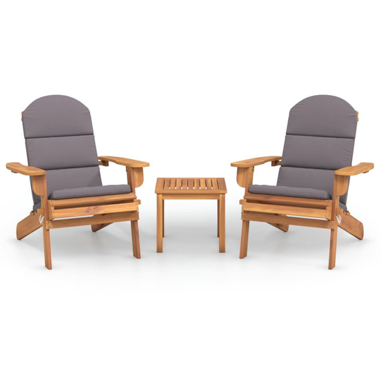 Ensemble de salon de jardin adirondack 3 pcs bois acacia solide